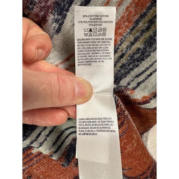 Lucky Brand Boho Aztec Print Waterfall Cardigan Small Rust Navy Southwest Knit - Picture 15 of 15